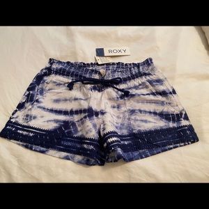 Roxy Blue White Tie Dye Oceanside Shorts XS